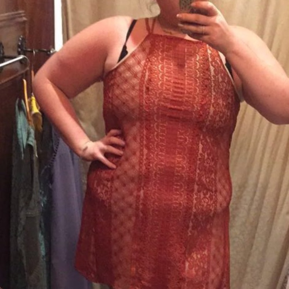 Francesca's Collections Rust Lace Dress